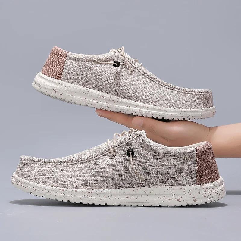 Мужская парусиновая обувь Мужские мокасины Легкие мягкие подошвы дышащие без застежек для ходьбы повседневные туфли для мужчин обувь большой размер 48