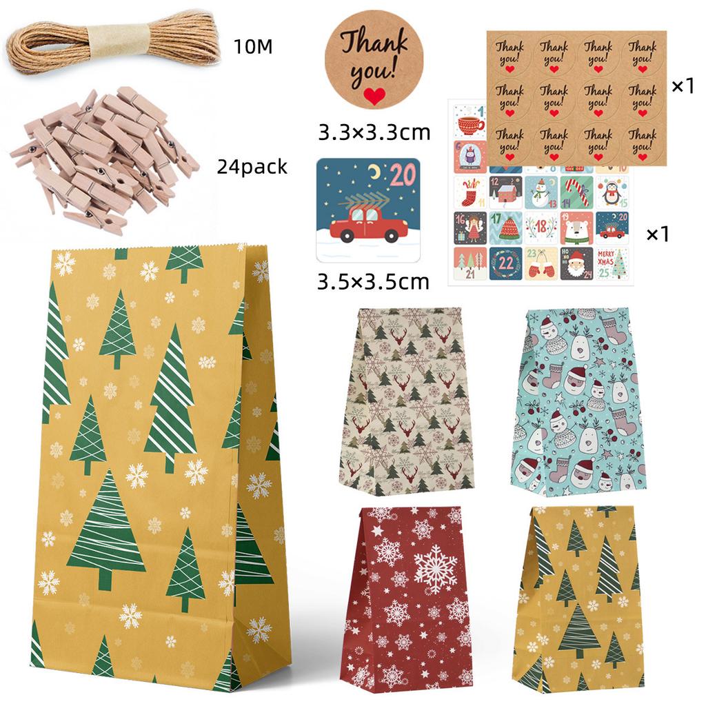 24 шт. Рождественский крафт Праздничная подарочная бумажная упаковка Пакеты для карамельных яблок Подарочные сумки-тоут Набор Принадлежности для украшения вечеринки