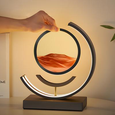 1шт 3 цвета Art Light Sands of Time Lamp, движущаяся песочная художественная картина 3D круглая песочная картина с подставкой, пульт дистанционного управления для расслабляющего настольного домашнего декора