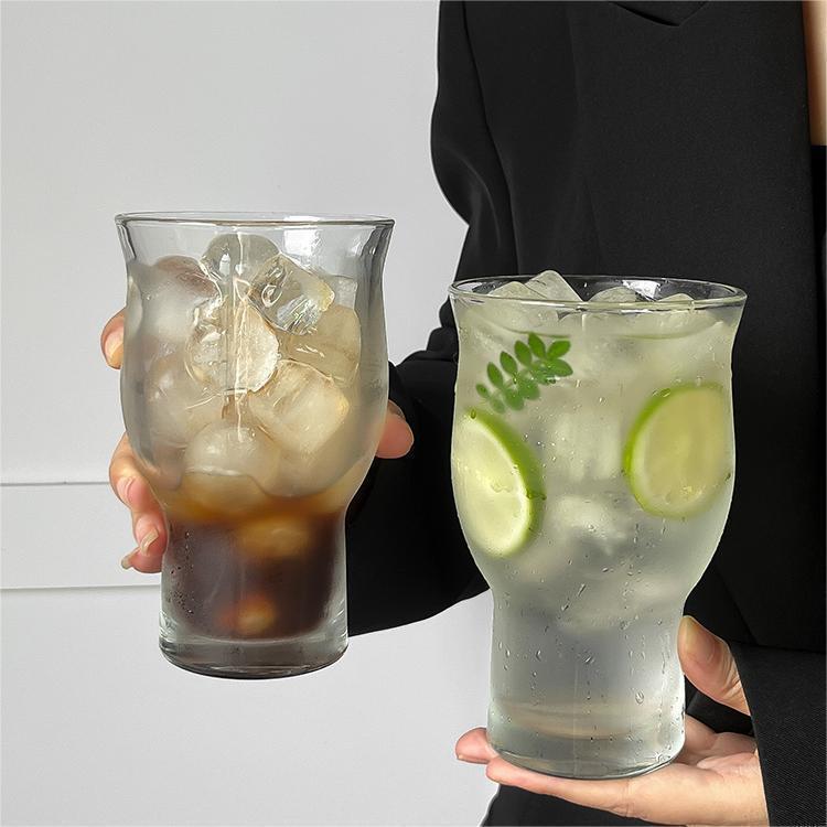 Wide Mouth Glass Cup, Multipurpose Transparent Glass for Coffee, Juice, Beer, Water, American Style Daily Drinking Tumbler