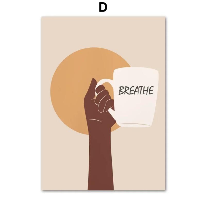 Элегантная абстрактная африканская девушка настенное искусство с солнцем кофе HD холст печать постер для гостиной спальни декор