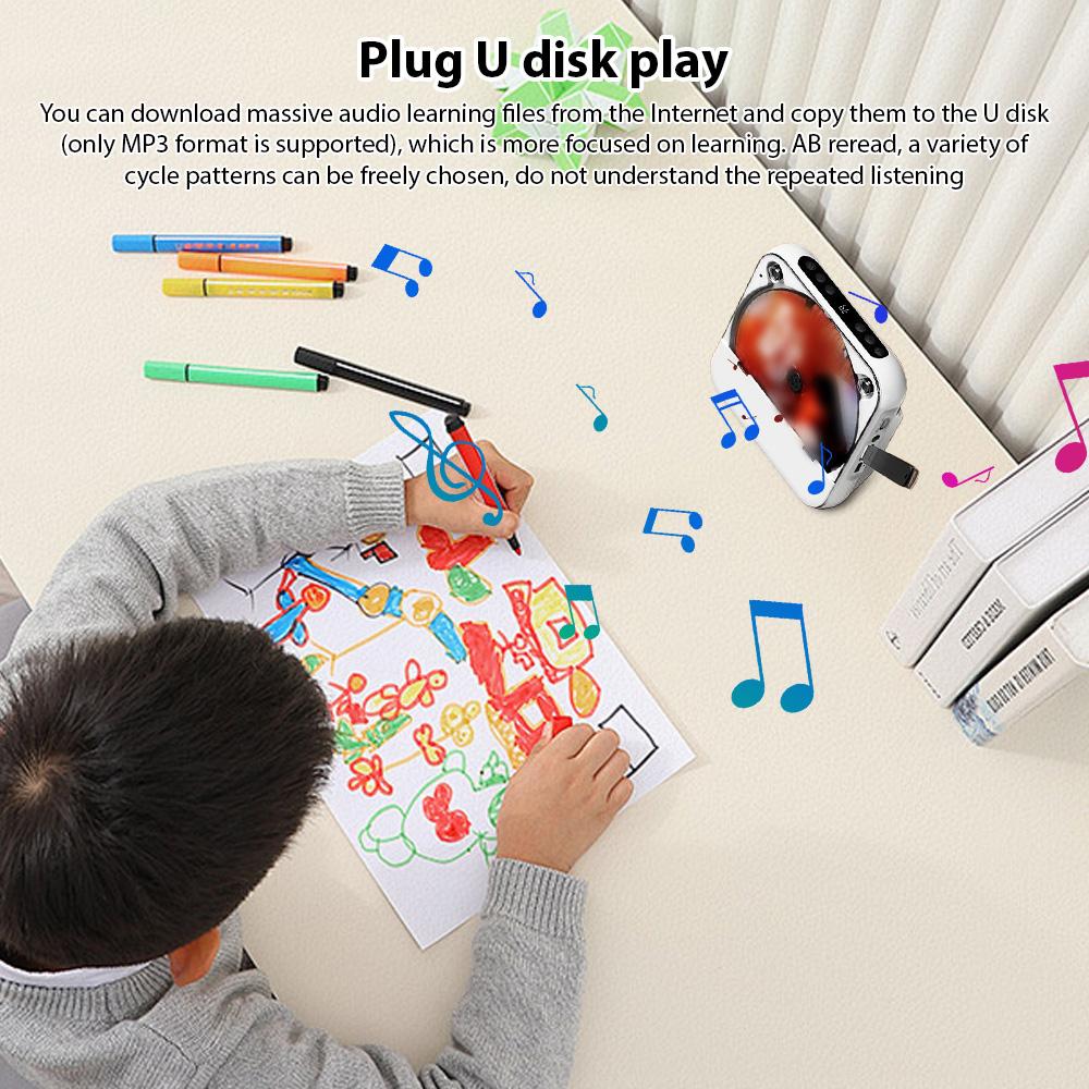 CD Player with Remote Control BT Portable Desktop CD Player for Home LED Screen Display Built-in