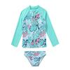 3pcs Kids Girls Swimsuit Sun Protection Rash Guard Shirt Bathing Suit Long Sleeves Coat with Vest Top and Briefs