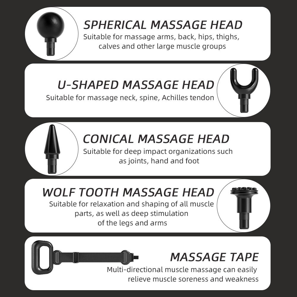 Wireless Fascia Gun Massager with Stretch Strap High-Frequency Vibration Deep Muscle Relax Body Neck Back Leg Massage Device