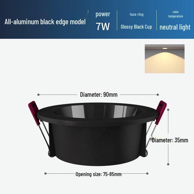 Ultra-Thin Anti-Glare Deep Cup Recessed Downlight for Living Room Ceiling