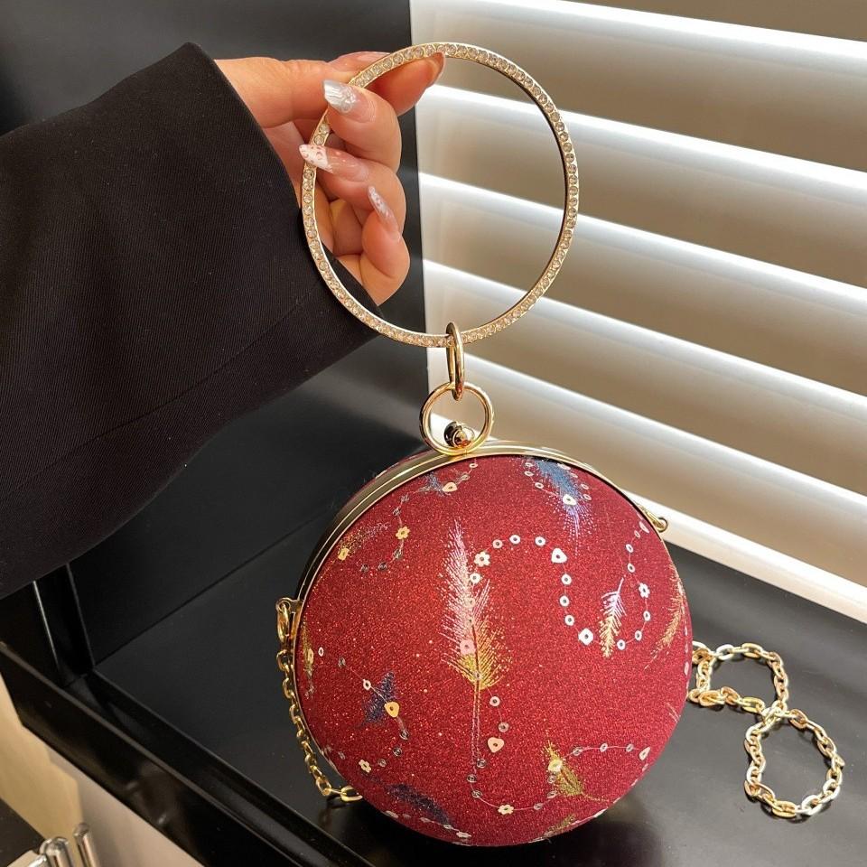 Sequin bag women's bag 2025 new European and American fashion niche design shoulder bag ins retro crossbody ball bag