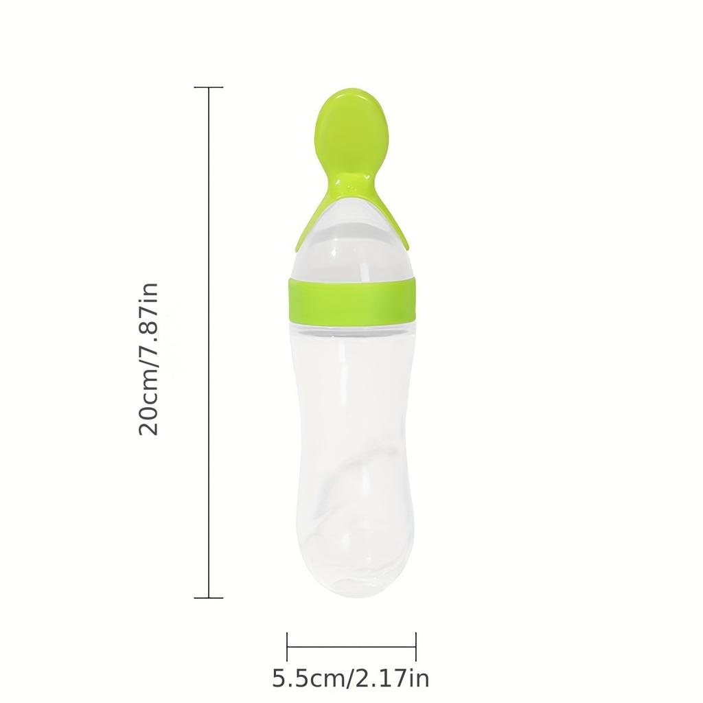 90ml/3oz Baby Silicone Spoon Feeder, Rice Paste Silicone Bottle & Spoon Set, Squeeze Food Feeder for Outside and Home Easter Gift