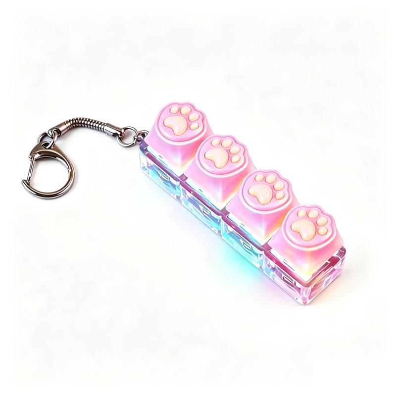 @Clickable Keyboard Keychain LED Light - Stress Anxiety Relief Fidget Toy, Portable Desktop Accessory for Office Decoration Gift
