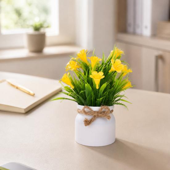 Mini Simulated Potted Plant, Maintenance-Free Desktop Decor, Rustic Style Mini Flower Pots, for Office Bathroom Bookshelf Spaces