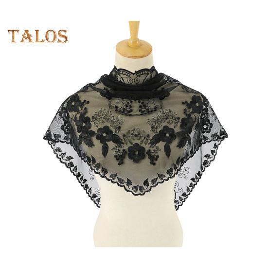 Треугольный шарф, кружевной атласный платок, шарф с ажурной вышивкой, цветочный узор, пляжная шаль для защиты от солнца, женская повседневная одежда