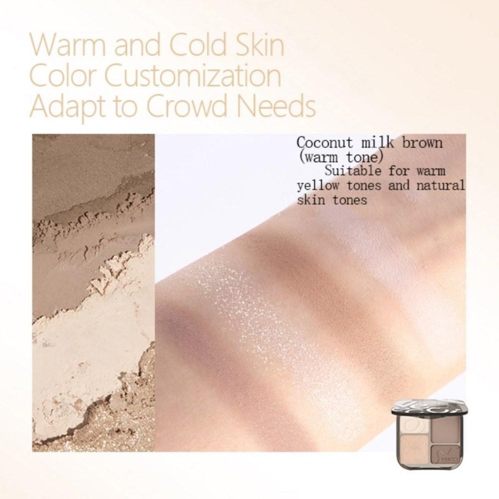 Хайлайтер VEECCI Highlight Contour Palette Matte Brightening Nose Shadow Makeup Natural Color Long Lasting Pearlescent 8g