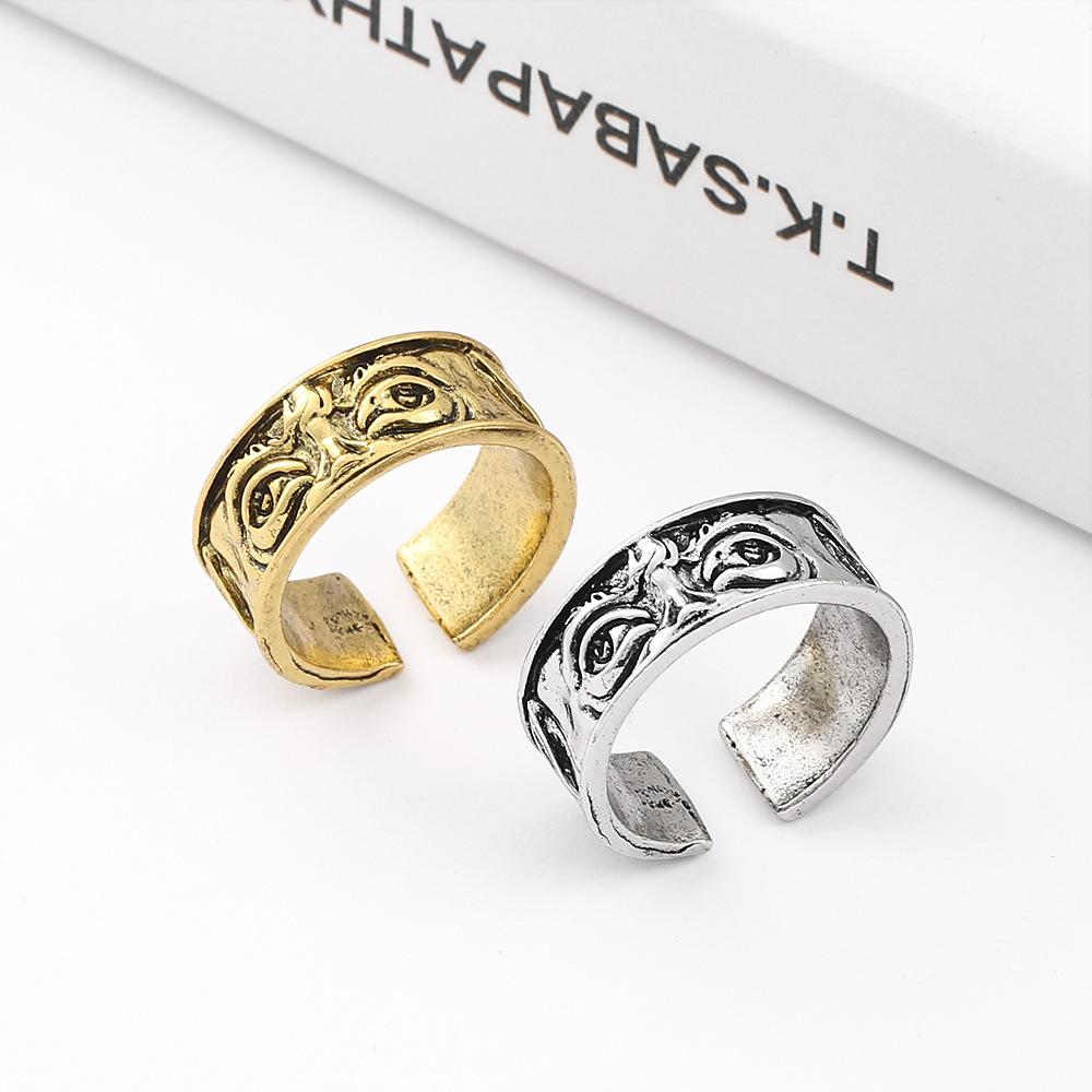Simple Eyes Staring Ring Men's Ins Style Dark Wind Ring Opening Adjustable Ring