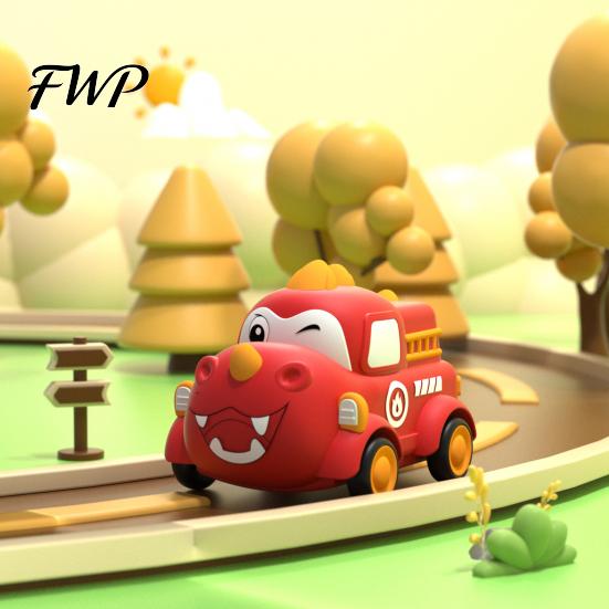 Kid Vehicle Toy Baby Cartoon Pull Back Car Toy, Squeaky Dinosaur Bear Rabbit Press and Sound Soft Silicone Gift for Toddlers Boys Girls Toys with