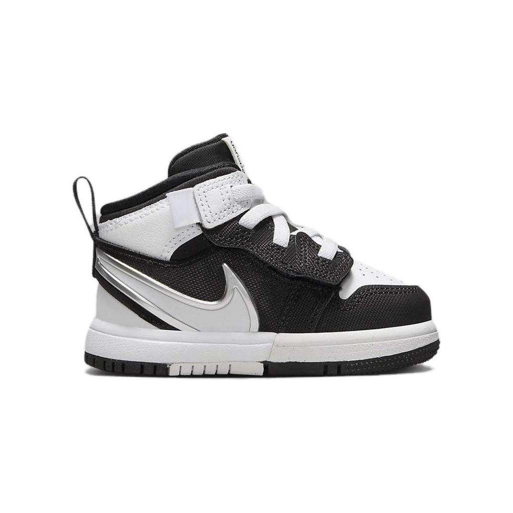 Jordan Кроссовки Air Jordan 1 для малышей, устойчивые к скольжению и истиранию, средней высоты, Черно-белые, FQ1283-001