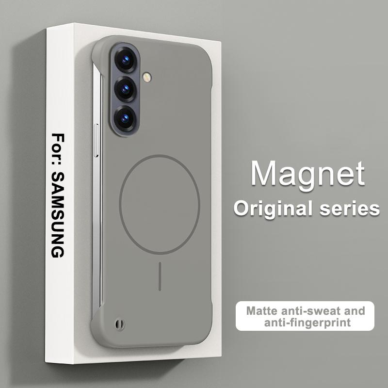 For Magsafe Frameless Magnetic Case For Samsung S26 S25 S24 S23 S22 S21 S20 FE Plus Note 20 Ultra Solid Color Hard PC Back Cover