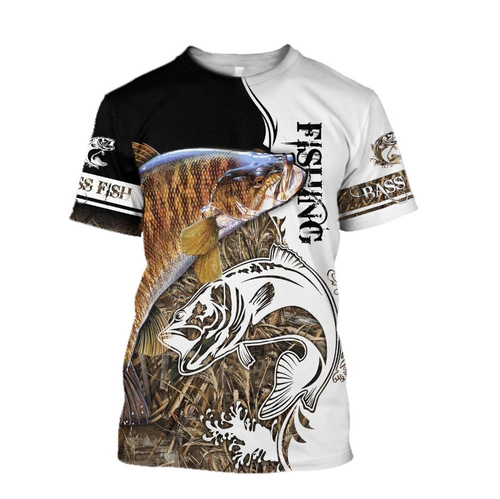 Men's Summer T-shirt Brook Trout Fishing 3D Printed Harajuku Casual Short Sleeve T-shirt Unisex Neutral Outdoor Quick Drying Top