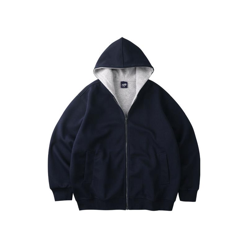 Men's Blue & Gray Zipper Hoodie Cardigan - Medium to Large