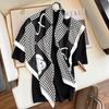 Spring and Autumn Japanese and Korean Sweet Black Square Scarf Decorative Print Geometric Pattern Women's Tattoo Scarf