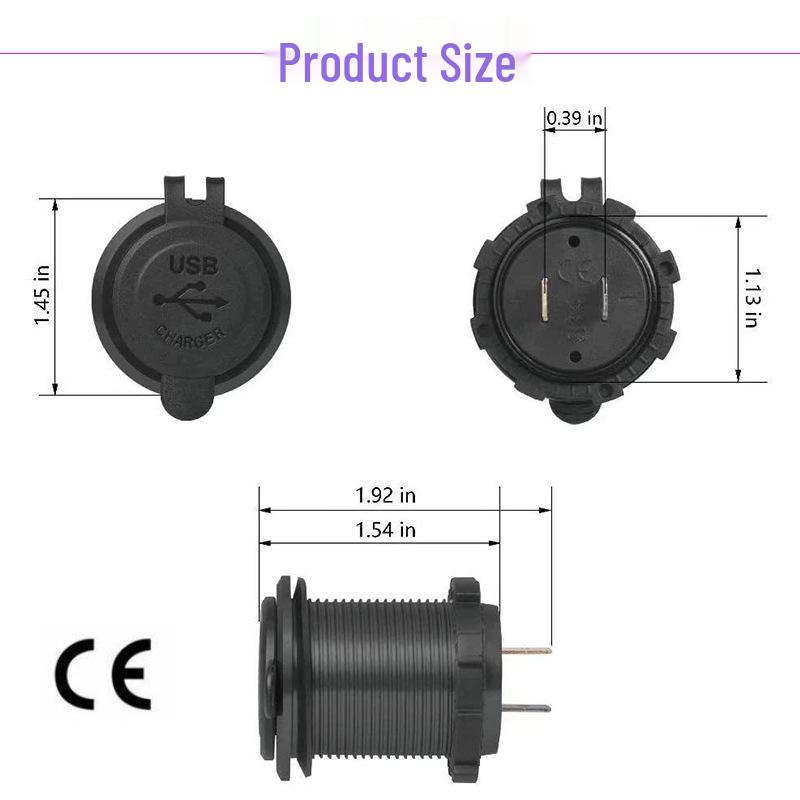 Type C & QC3.0 Charger for Motorcycles, Boats, & Cars