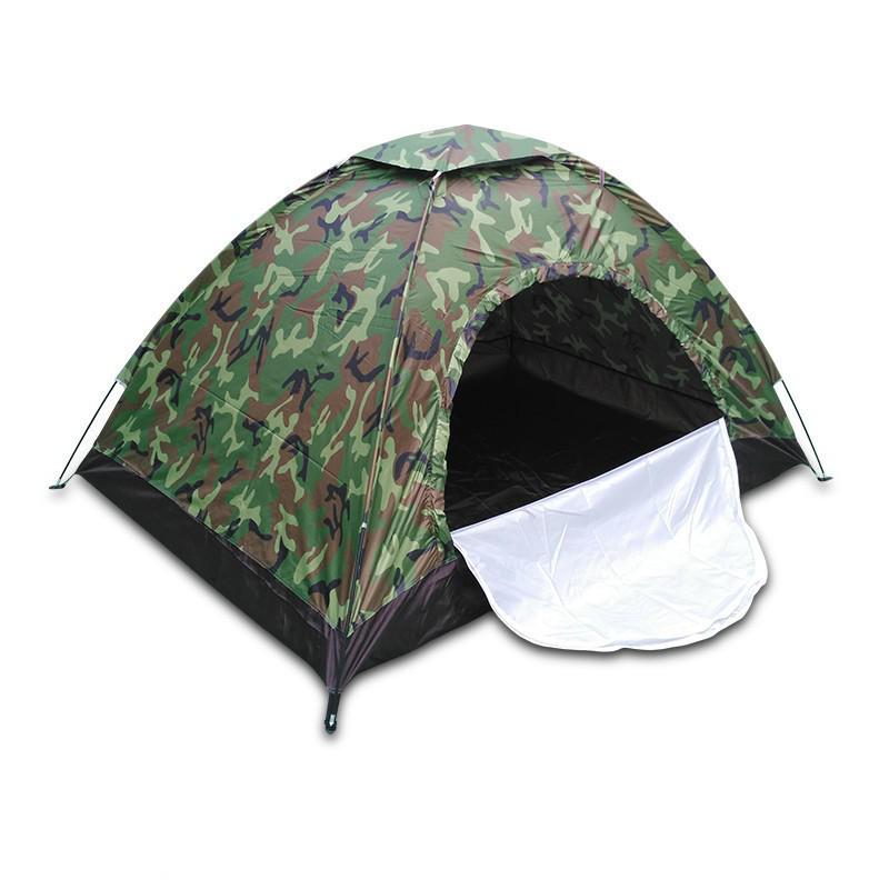 Camouflage 3-4 Person Manual Setup Foldable Hiking Tent with Sun Protection