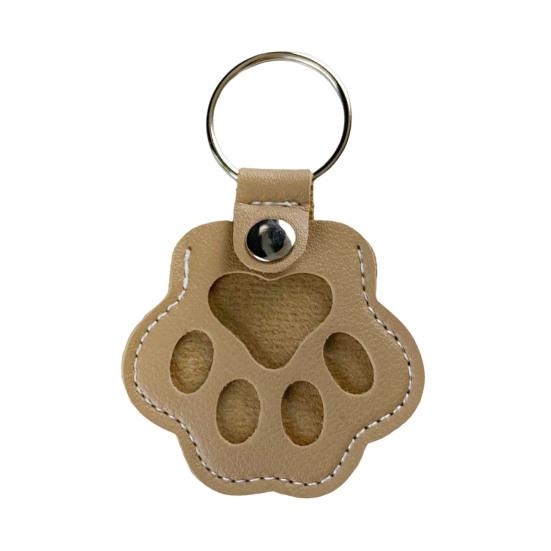 Pet Memorial Keychain Faux Leather Cat Claw Design Pet Hair Storage Pouch Pet Fur Keepsake Keyring for Pet Lovers