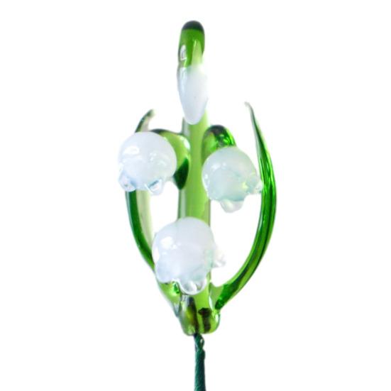 Handcrafted Glass Flower with Wire Stem Hand-Blown Colored Glaze Mini Floral Figurine Decoration Home Living Room Office Table Flower Vase Ornament