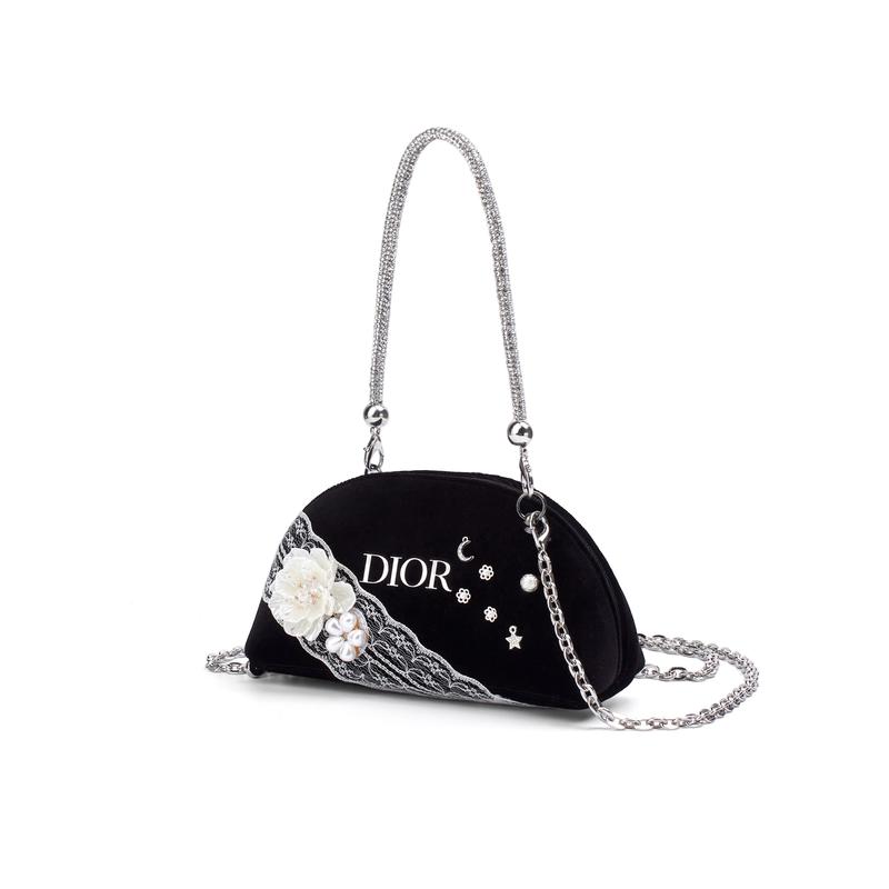 Dior [Индивидуальная косметичка] Янтарная Луна Звездная Романтичная Крутая Девушка Сладкая Крутая Темный Стиль Черный Бархат Космический Хлопок Косметичка Обычная