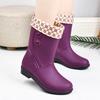 Women's Rain Shoes Medium Tube Water Shoes Fashion Warm Rain Boots Women's Cotton Water Boots Non-slip Work Rubber Shoes Car Wash Kitchen