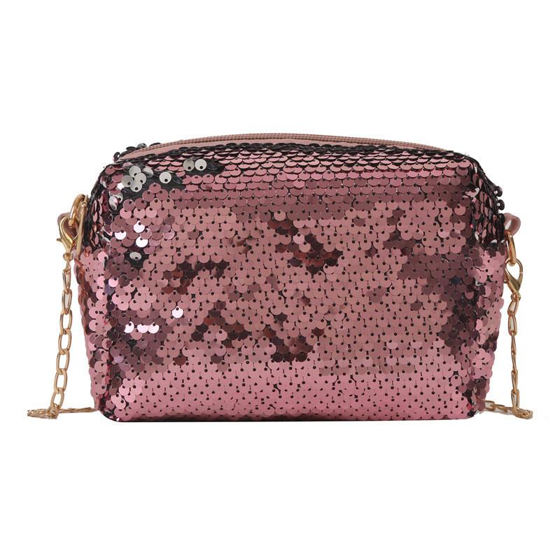Chic Glitter Small Square Bag With Chain Strap For Summer 2023 In Black Silver Pink