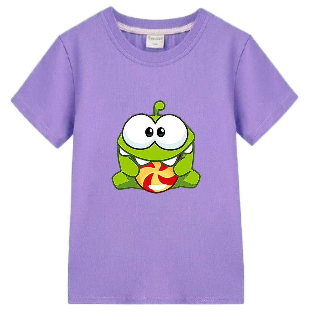 Детские мультяшные футболки The Rope Om Nom с принтом лягушки, детские топы, одежда для мальчиков, летние футболки с коротким рукавом, одежда для девочек