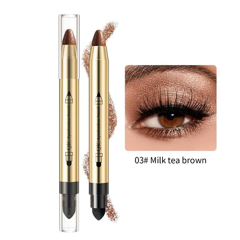 Яркий карандаш для теней для век с жемчугом и тонкой вспышкой, двусторонние тени для век, палочка для салфеток, формованные тени для век цвета земли