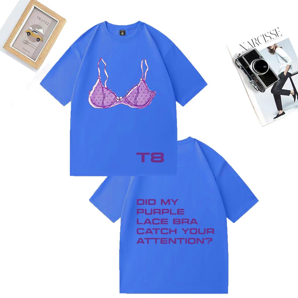 Тейт МакРей Фиолетовый Кружевной Бюстгальтер Так Близко К Чему принт Футболка Мужская Женская винтажная Оверсайз 100% Хлопок Летняя Унисекс больших размеров Топы