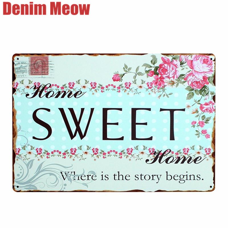 Прекрасный цветок ДОБРО ПОЖАЛОВАТЬ В Мой Дом Железный Металлический Плакат Оловянная Вывеска Настенное Украшение Винтажная Художественная Роспись Семейное Правило Табличка A392