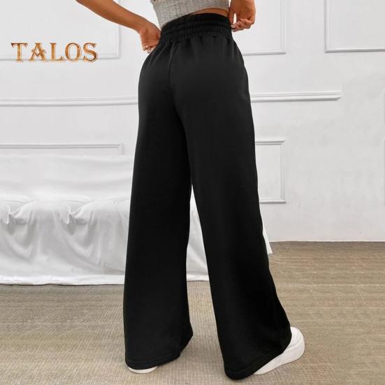 Женские спортивные брюки с эластичной высокой талией, регулируемые на шнурке, однотонные, свободного кроя, длинные брюки для отдыха на открытом воздухе