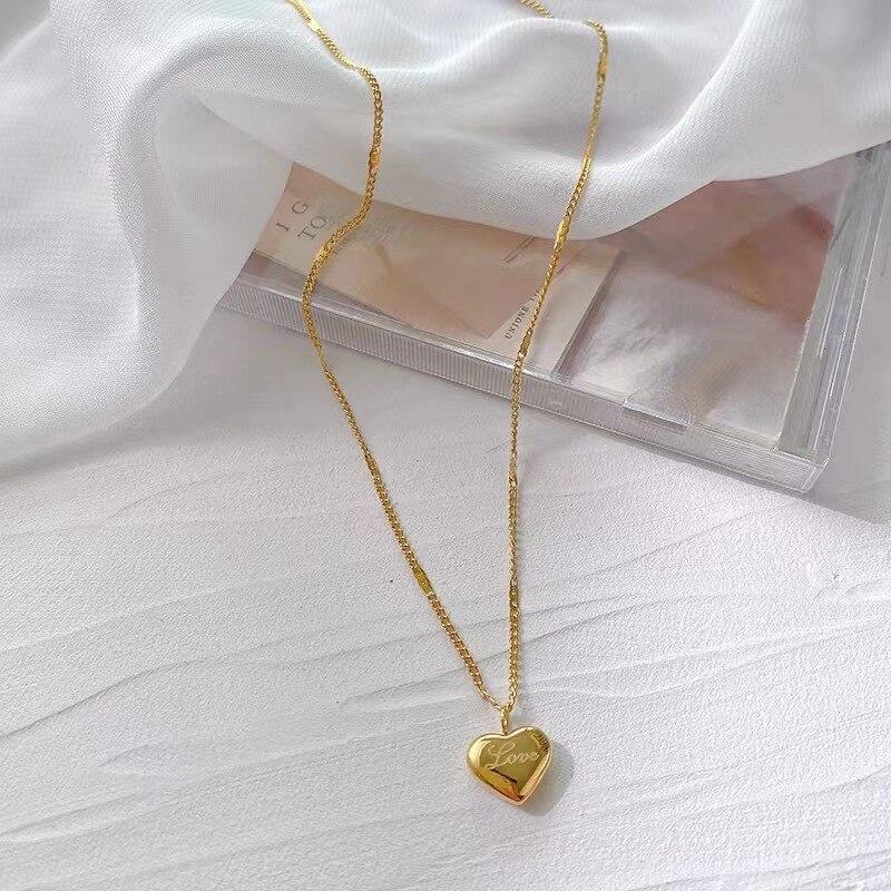 1 шт. Золотое ожерелье Ms Simple Fashion Peach Heart с гравировкой Love Collarbone Chain Праздничные подарки