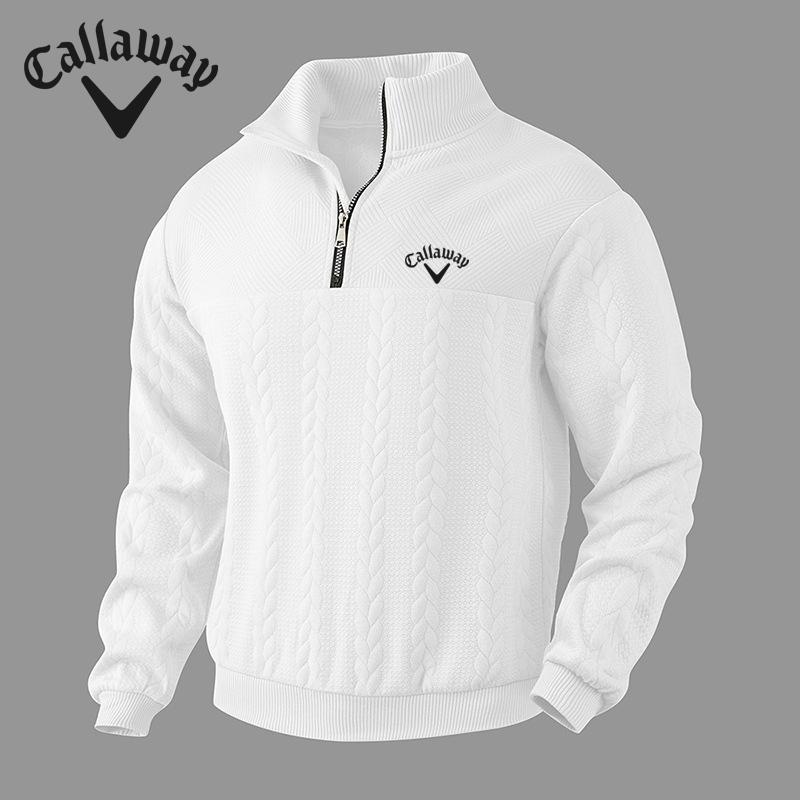 Callaway Вышитый ретро повседневный свитер с воротником-стойкой на молнии свободная вязка плотный жаккардовый сшивание осенне-зимний свитшот с длинными рукавами