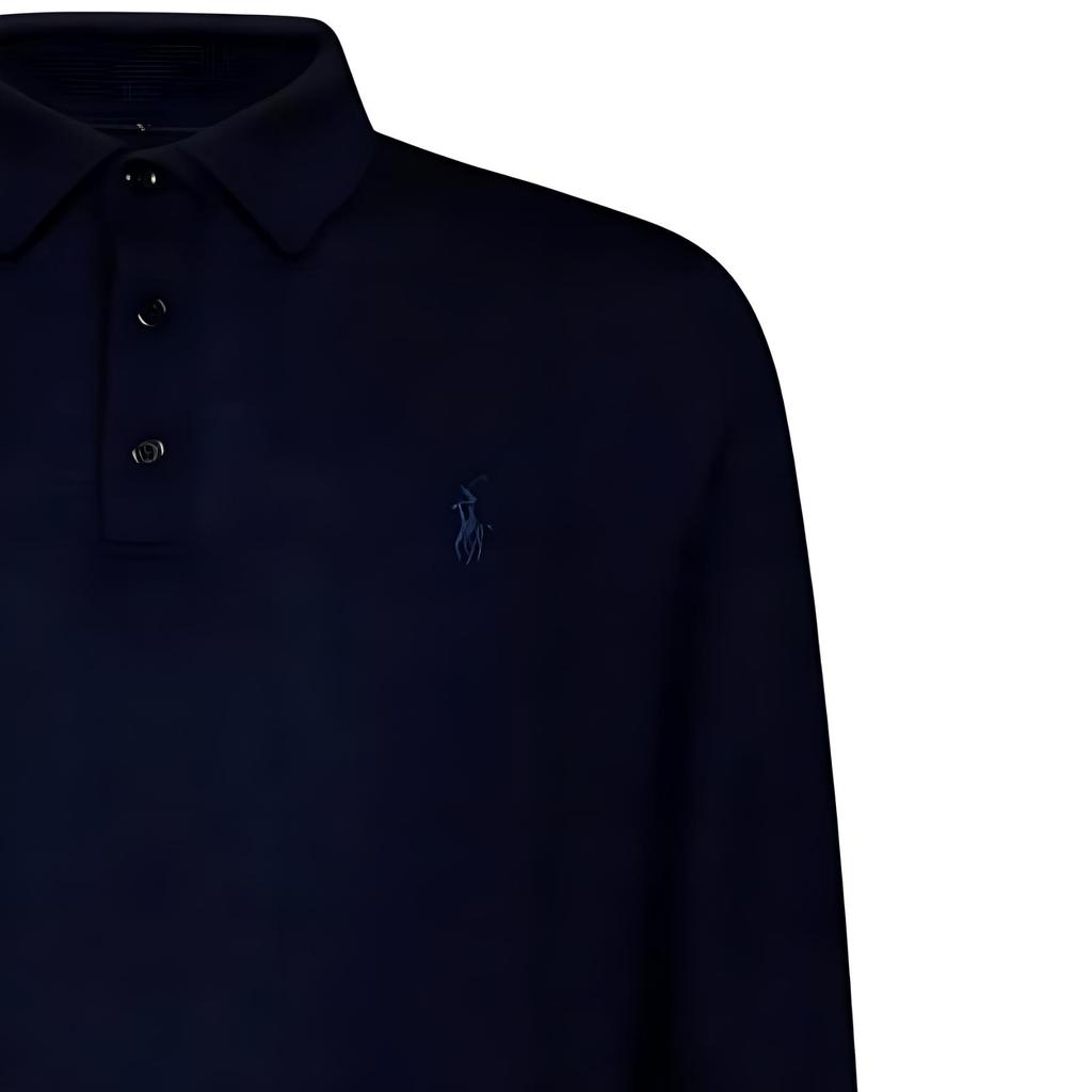 Polo Ralph Lauren Solid Logo Вышитый длинный рукав трикотажная рубашка поло мужские топы синий 710876852-003