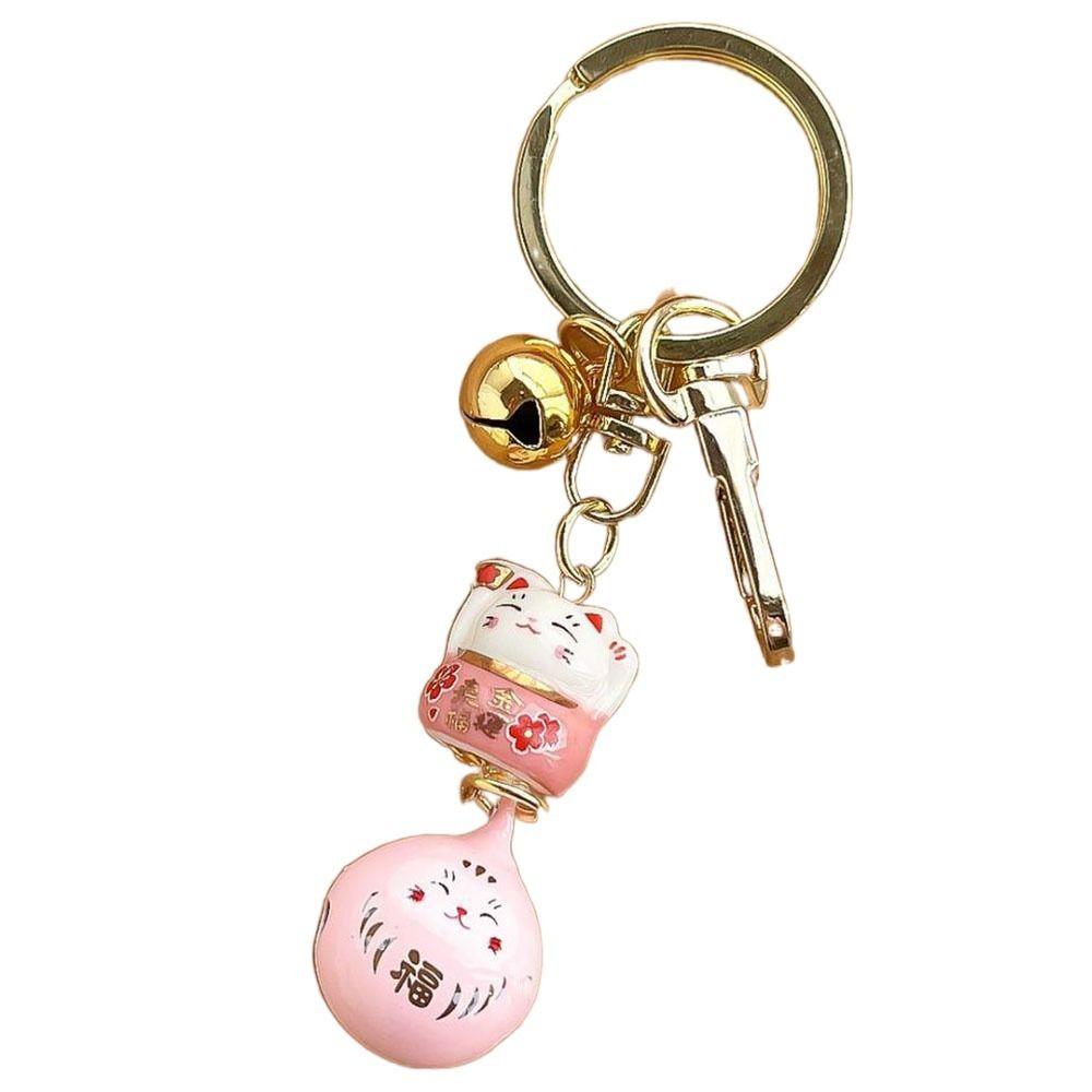 Bell Pendant Maneki Neko Key Chain Zinc Zinc Alloy Lucky Cat Pendant Cute Cartoon Key Charm Women