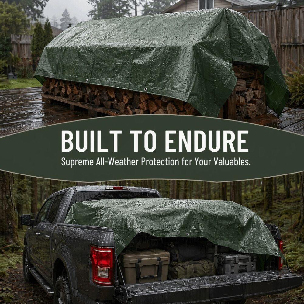 Waterproof Coating Waterproof Tarpaulin Reinforced Edge Multipurpose Tarp Sheet  Porch Shade