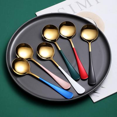 Нержавеющая сталь Кофейные ложки с круглой головкой Домашние чайные ложки для мороженого Десертная ложка Столовая посуда Кухонные принадлежности