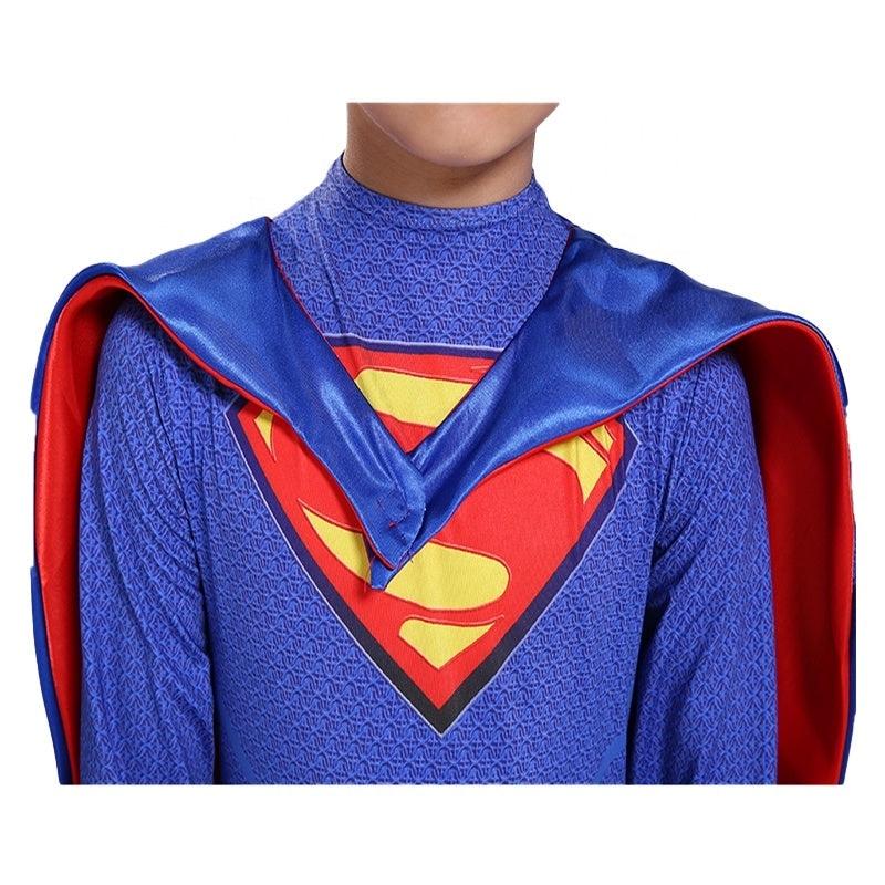 Kids Superman Costume with Cape 3D Lycra Premium Red Blue 140cm 6-7 Years