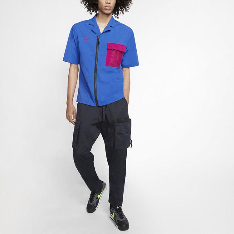 Nike ACG Mesh Дышащая рубашка с коротким рукавом и карманом на молнии Мужские топы Синие CI0415-405
