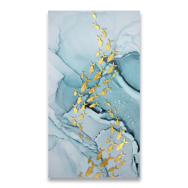 Китайский стиль золотой кои холст картина настенное искусство фэн-шуй рыба печать плакатов карп лотос пруд картина комната Hoom Декор Куадрос без рамки