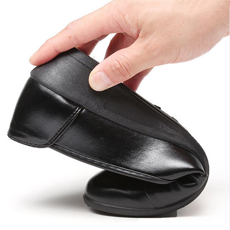 Black Leather Shoes Women's Shallow Mouth Slip-on Slope Heel Work Shoes Bow Fold Design Simple Casual Spring and Autumn