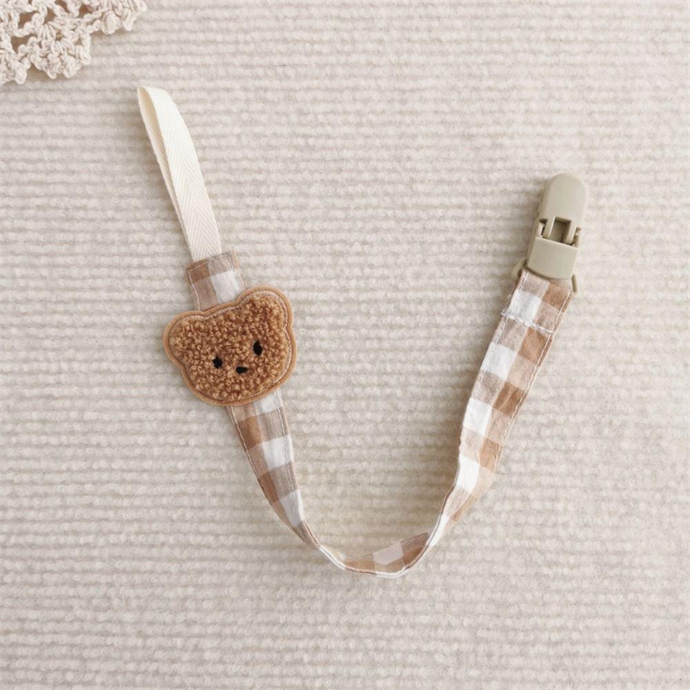 Bear Baby Cloth Pacifier Chain Embroidery Nipple Holder Clips Anti-lost Soother Holder  Baby