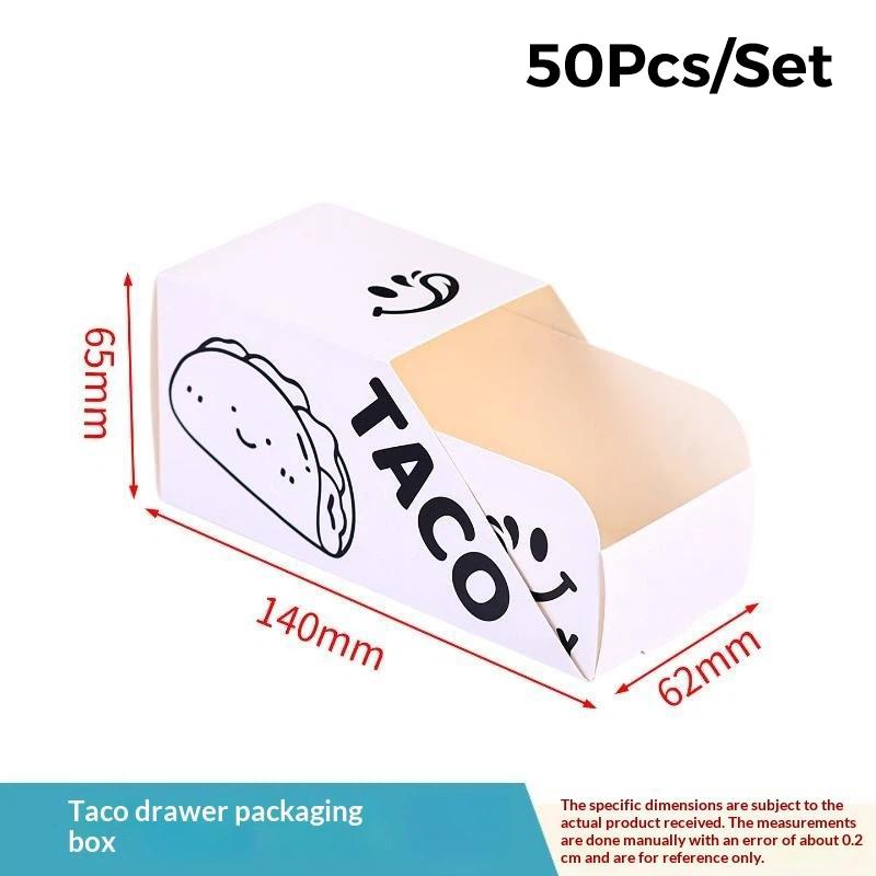 Microwave Safe Disposable Taco Paper Boxes 50/100Pcs Food Packaging Holders for Sandwich Hot Dog Daily Use Catering