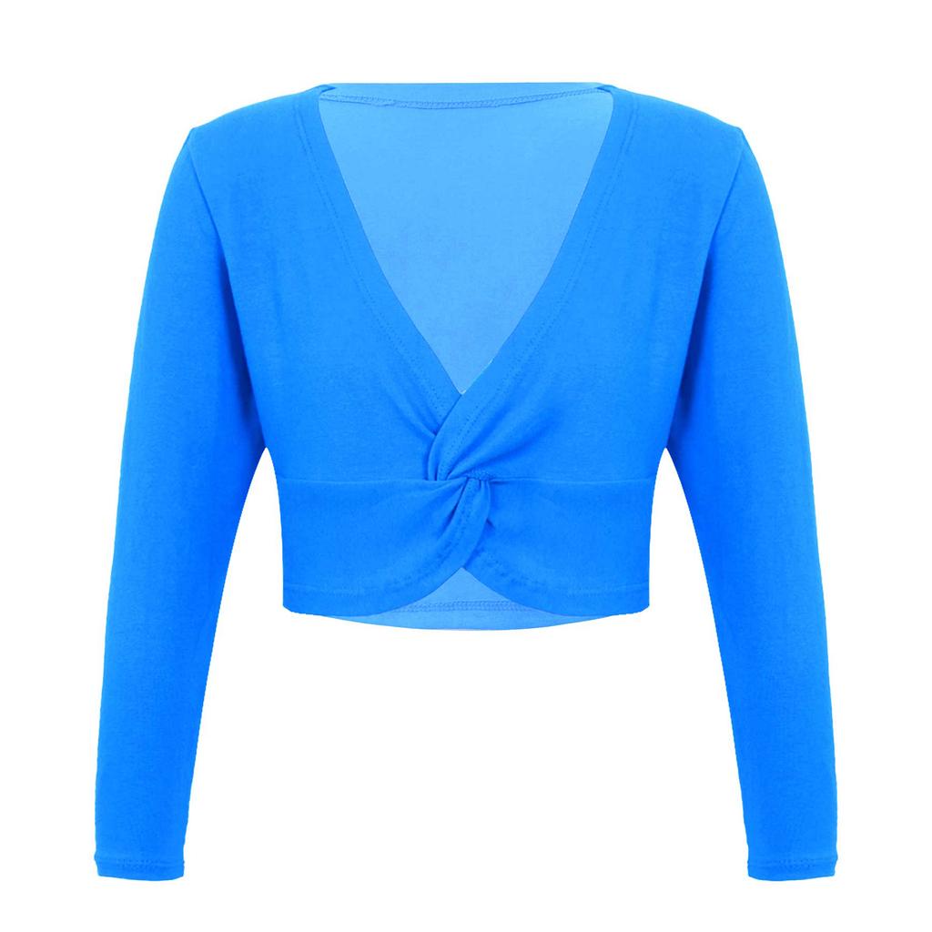 Девочки Длинный рукав V-образный вырез Узел спереди Однотонная Танцевальная куртка Длинный рукав Теплый Балетный костюм