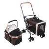 Double Pet Stroller Lightweight Detachable Foldable 4 Wheels Pet Strolling Cart Travel Carrier for Cat Dog