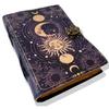 Винтажный кожаный журнал ручной работы «Небесное солнце и луна», бумага с краями, пустая книга заклинаний, журнал гримуара, подарок для него и для нее, 200 страниц