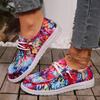 Large Size New Fashion Canvas Shoes Printed Round Head Front Lace-up Color Women's One-pedal Lazy Shoes